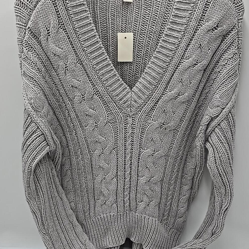 NWT AEROPOSTALE Chunky V-Neck Textured Cardigan SWEATER Y2K Grey S‎ - Picture 14 of 14